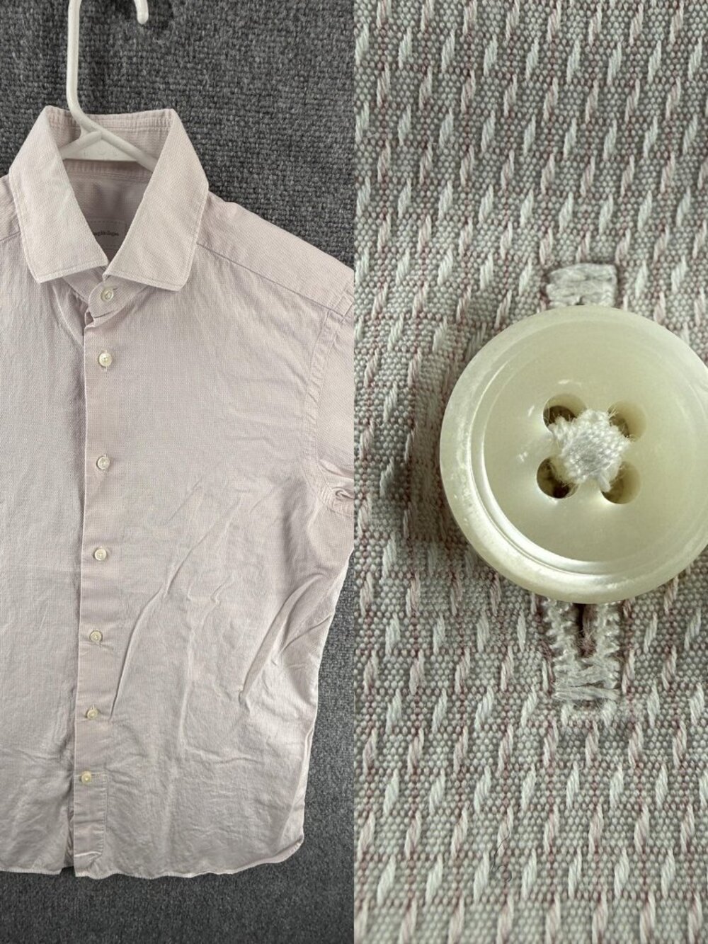 Ermenegildo Zegna Medium Cotton Check Slim Pink Pocket Shirt Button Up Men Adult